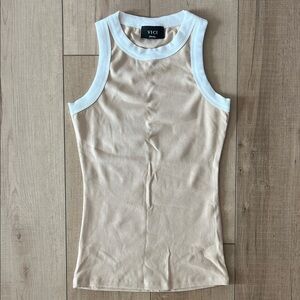 VICI Cream Tank Top with White Trim